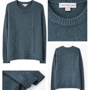 Calvin Klein Jeans Textured Knit Sweater Large Teal